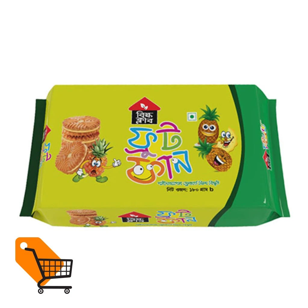 Bisk Club Fruit Fun Pineapple Flavoured Cream Biscuit 130g