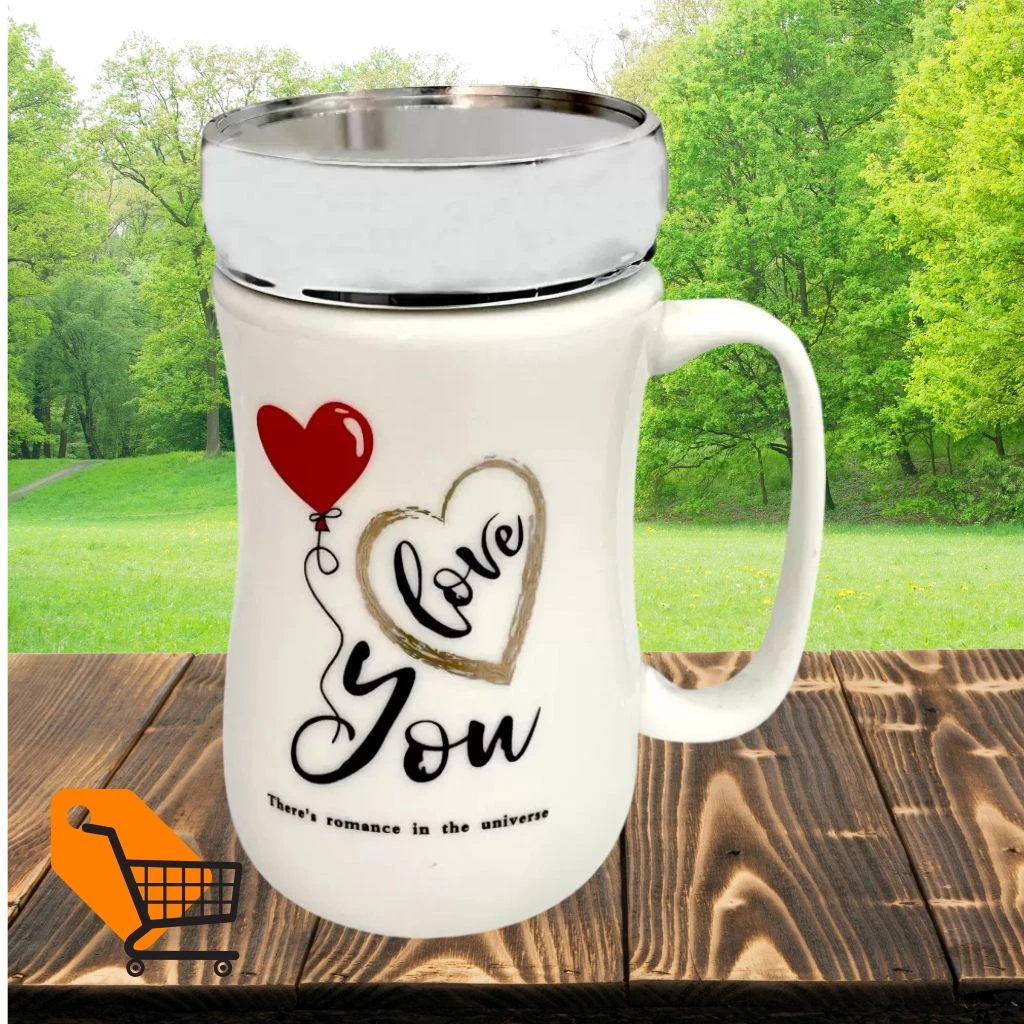Ceramic Mug With Creative Cute Design Mirror Cover Mug 450ml