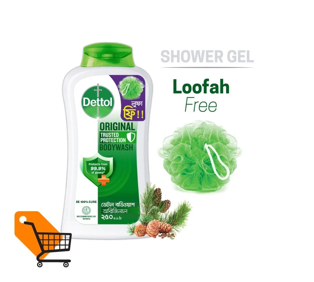 Dettol Original Trusted Protection Body Wash 250ml ( Free Loofah)