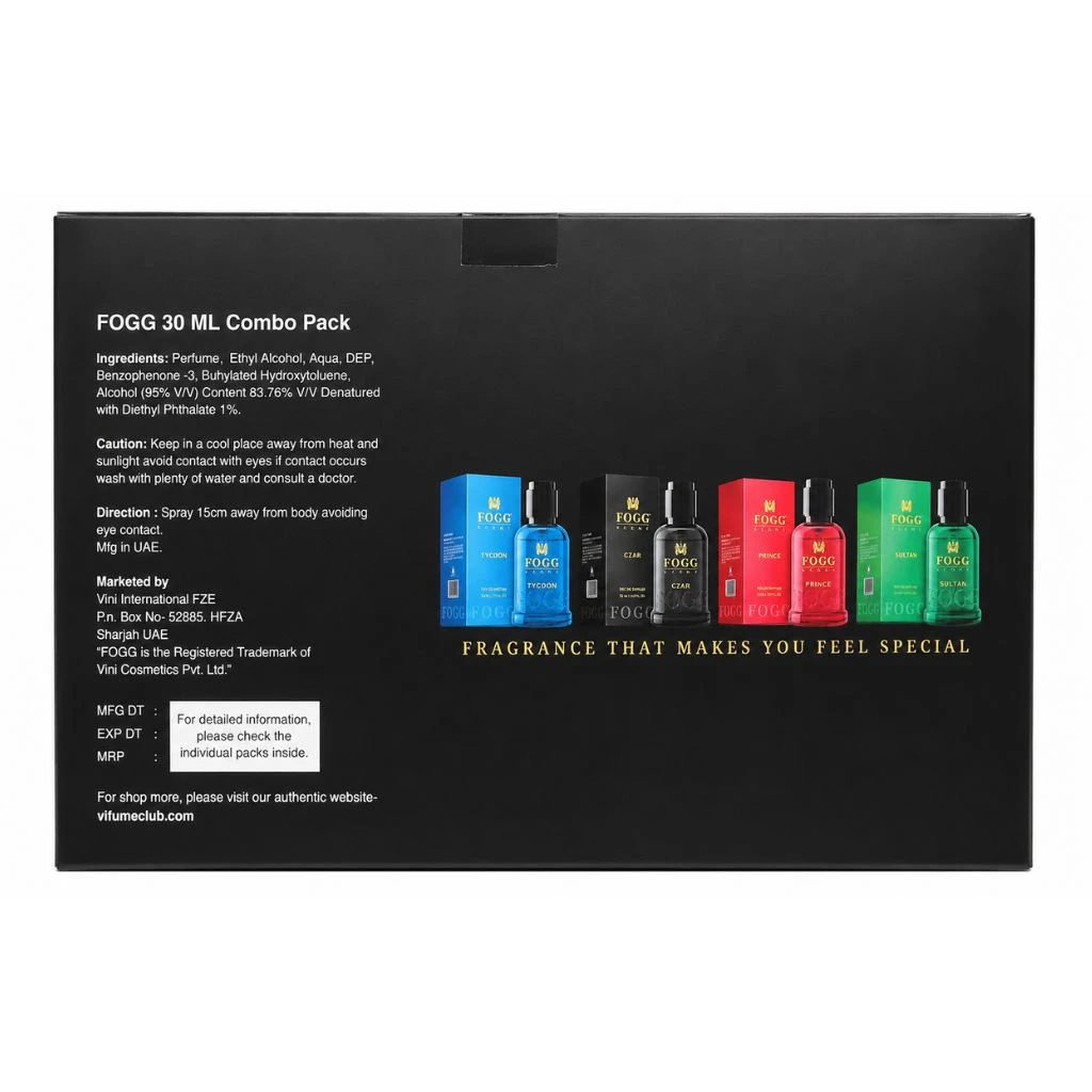 Fogg 4 Iconic Scents (Sultan, Prince, Czar, Tycoon) Combo Pack 30ml Each - Photo 2