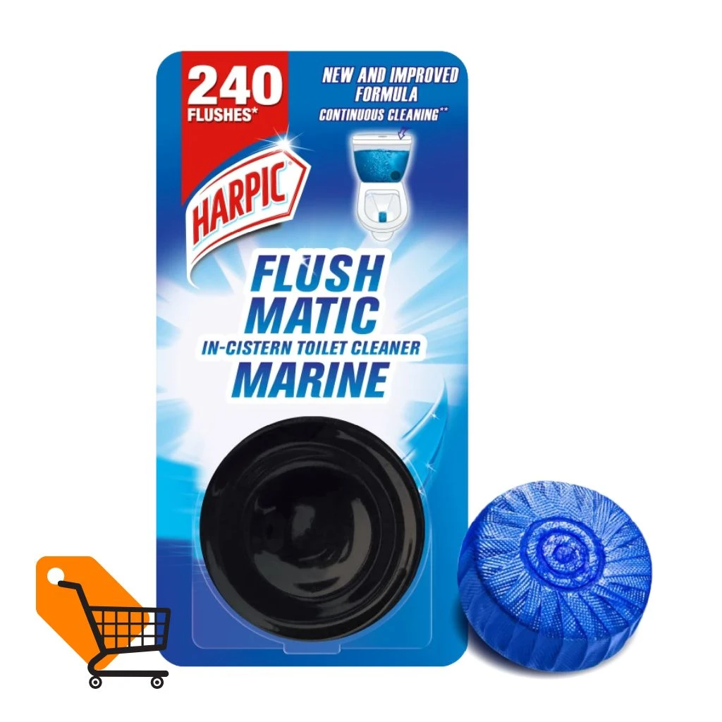 Harpic Flushmatic In-Cistern Toilet Cleaner Marine Black (50g) Automatic Cleaning With Every Flush