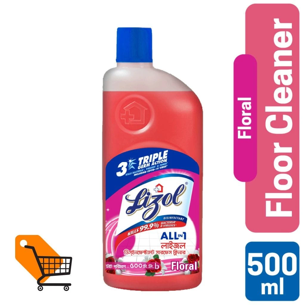 Lizol Disinfectant Floor & Surface Cleaner 500ml Floral, Kills 99.9% Germs