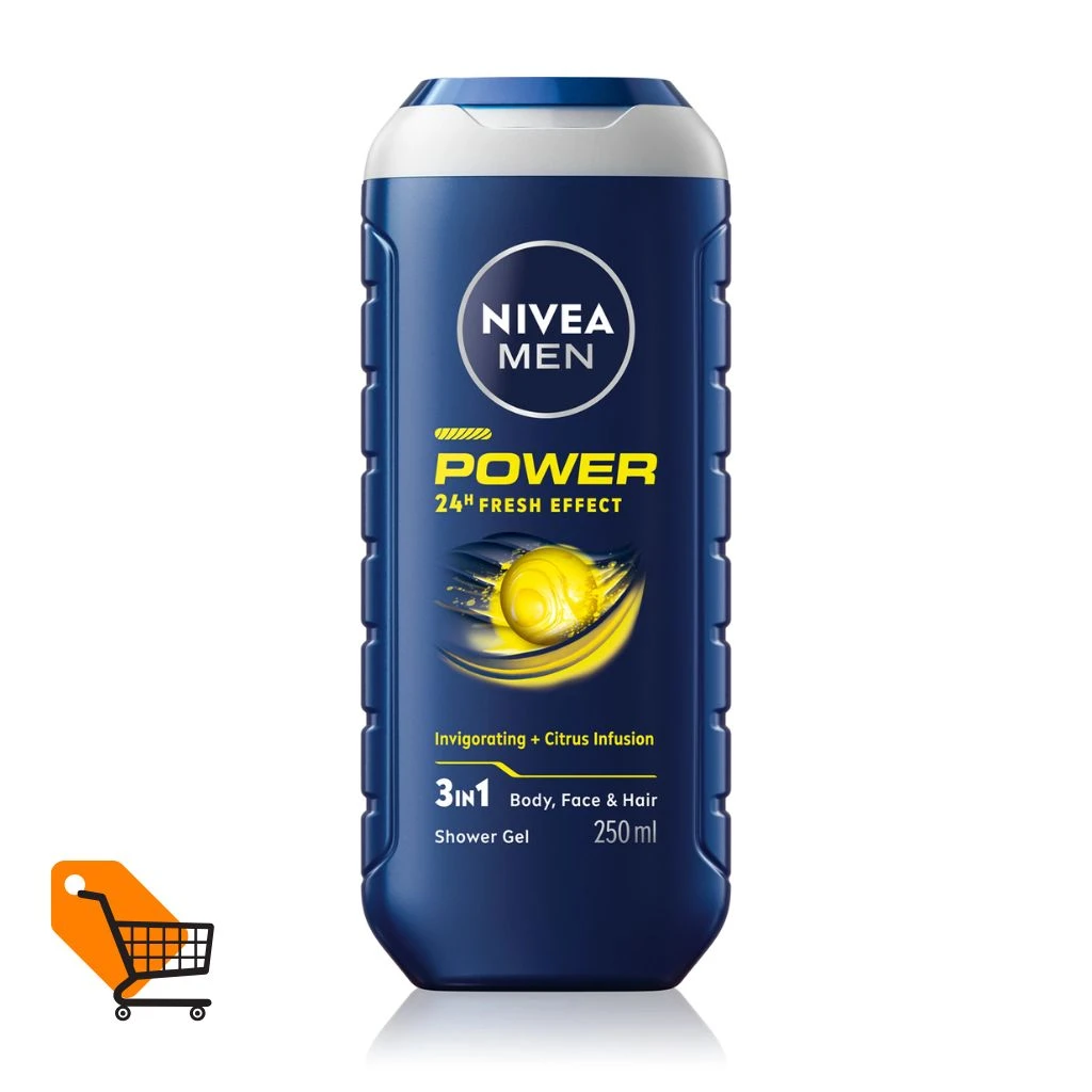 NIVEA MEN Power Fresh 3in1 Body, Face & Hair Shower Gel 250 ml