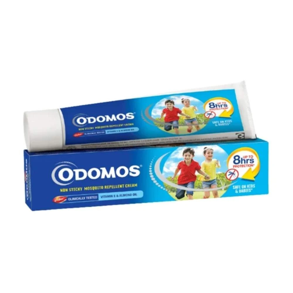 Odomos Non-Sticky Mosquito Repellent Cream with Vitamin E & Almond Oil 50g