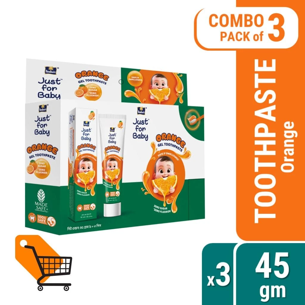 Parachute Just for Baby - Baby Gel Toothpaste 45g (Orange) Pack of 3