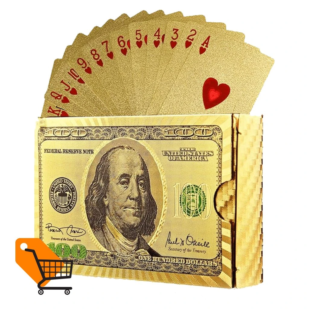 Plastic Waterproof 100 Dollar Golden Playing Card Set