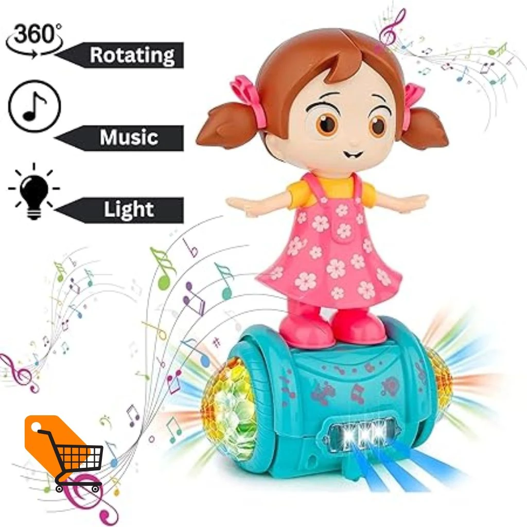 Revolve Girl Musical Dancing Girl 360 Degree Rotating with 5D Light and Musical Sound Activity Kids Play Toy with Bump and Go Functions