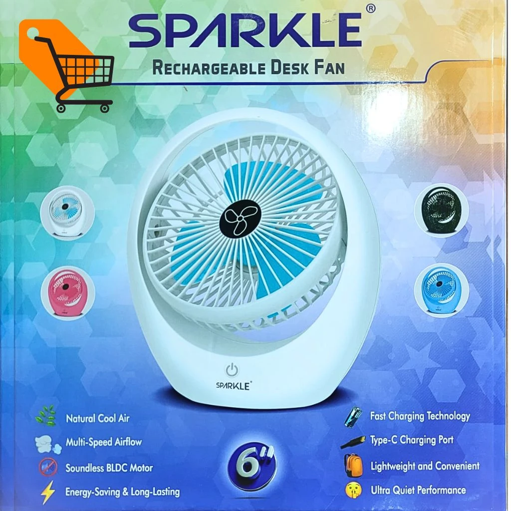 Sparkle Rechargeable Desk Fan 6 inch - Photo 2